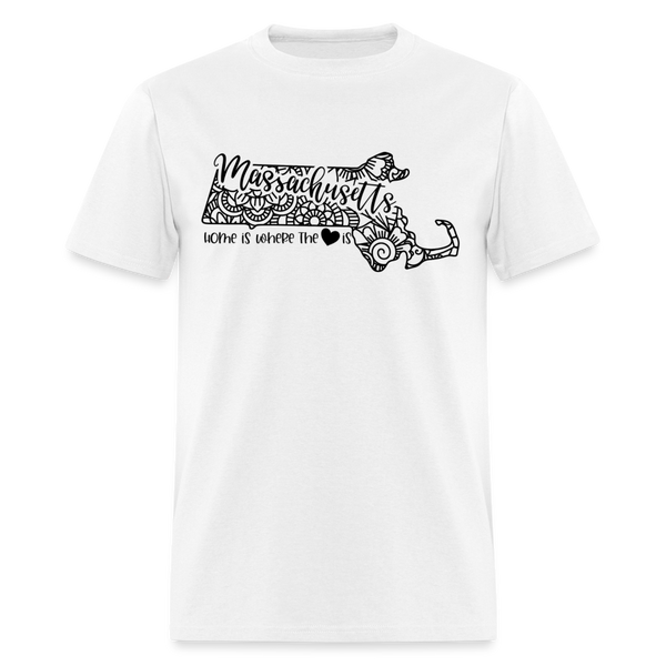 1167 1/4S Home is Massachusetts TSHIRT - white