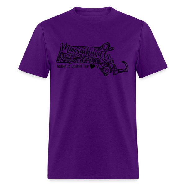 1167 1/4S Home is Massachusetts TSHIRT - purple