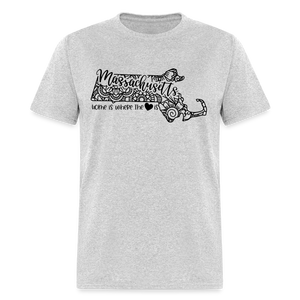 1167 1/4S Home is Massachusetts TSHIRT - heather gray