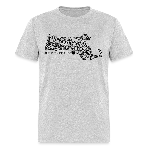 1167 1/4S Home is Massachusetts TSHIRT - heather gray