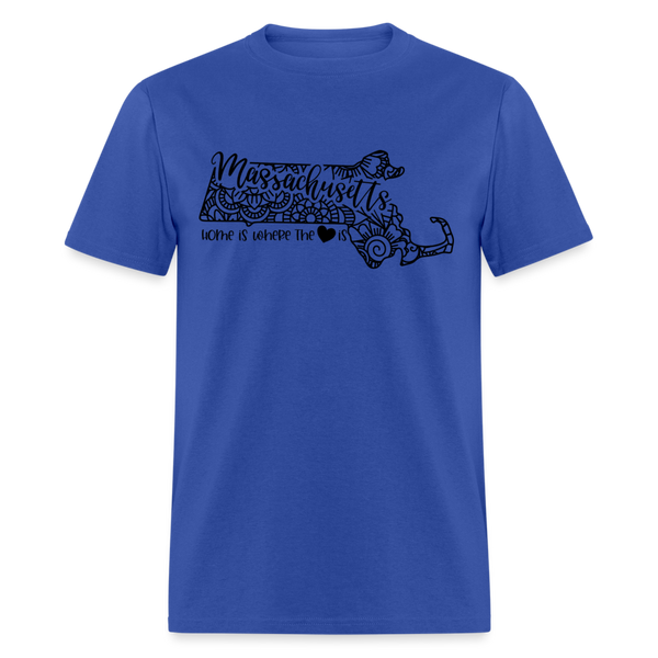 1167 1/4S Home is Massachusetts TSHIRT - royal blue