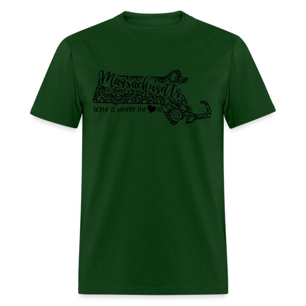 1167 1/4S Home is Massachusetts TSHIRT - forest green