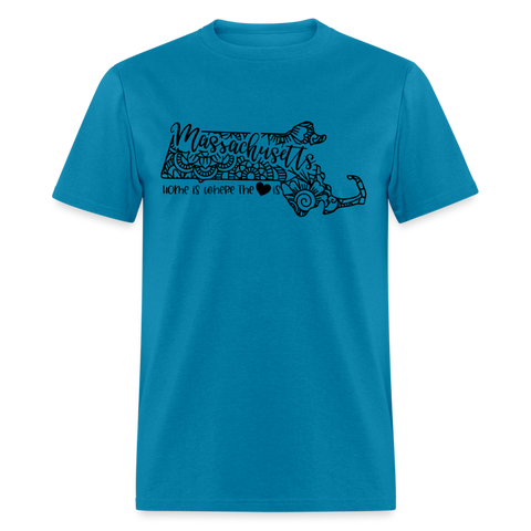 1167 1/4S Home is Massachusetts TSHIRT - turquoise