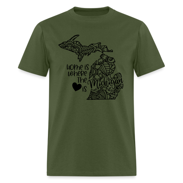 1168 1/4S Home Is Michigan TSHIRT - military green