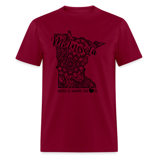 1176 1/4S Home Is Minnesota TSHIRT - burgundy