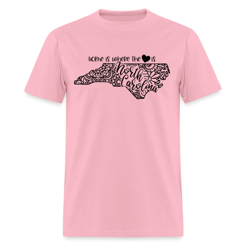 1227 1/4S Home Is North Carolina TSHIRT - pink