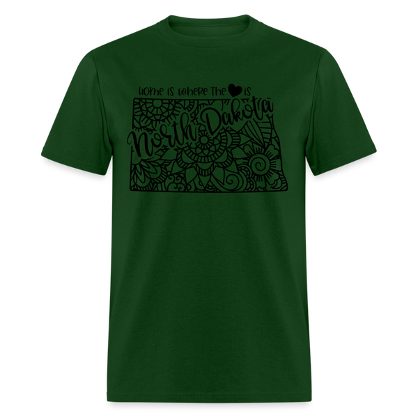 1228 1/4S Home Is North Dakota TSHIRT - forest green