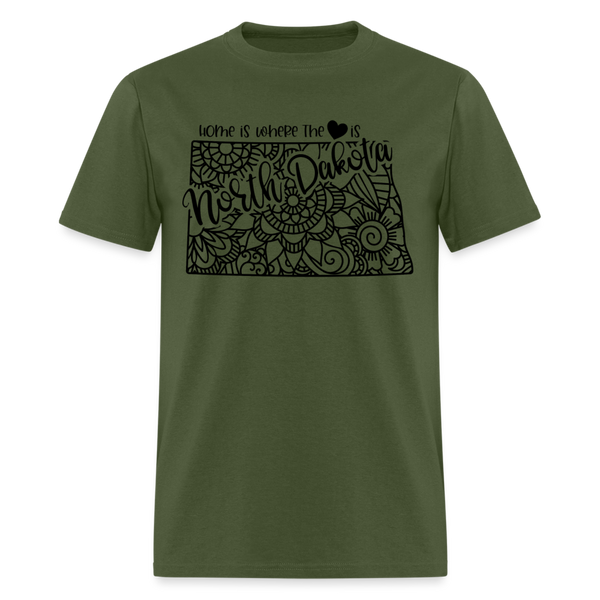 1228 1/4S Home Is North Dakota TSHIRT - military green