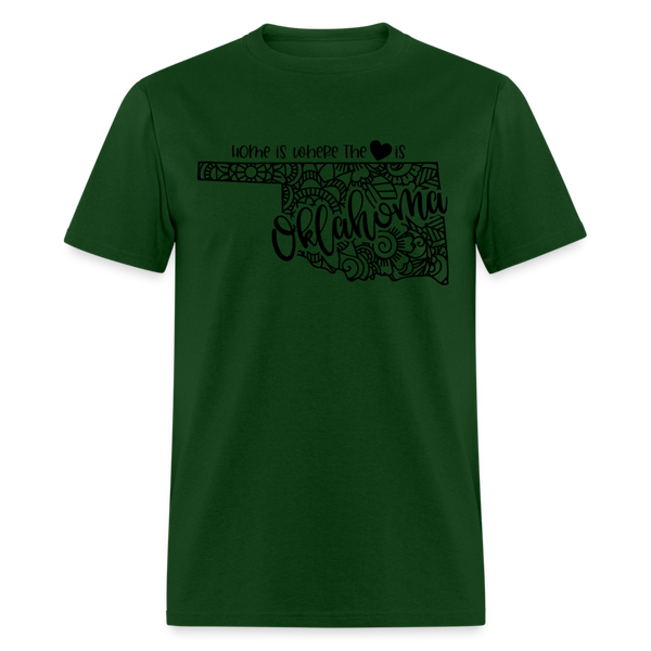 1230 1/4S Home Is Oklahoma TSHIRT - forest green