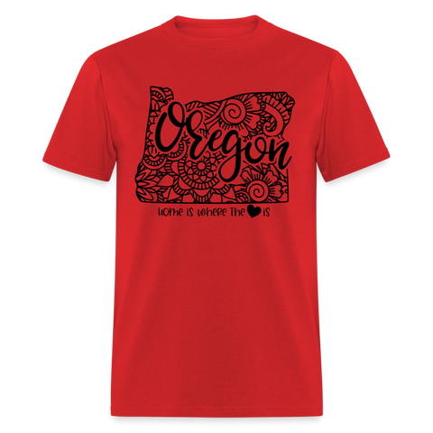 1231 1/4S Home Is Oregon TSHIRT - red