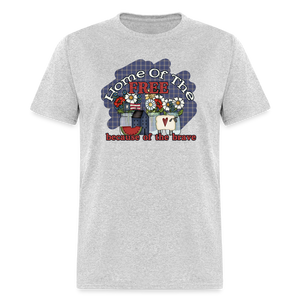 1606 1/4S Home Of The Free - Brave Floral TSHIRT - heather gray