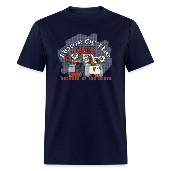 1606 1/4S Home Of The Free - Brave Floral TSHIRT - navy