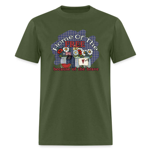 1606 1/4S Home Of The Free - Brave Floral TSHIRT - military green