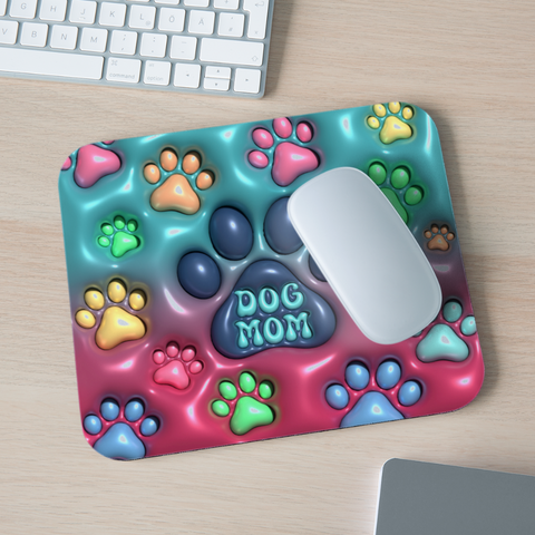 9015 3D Puffed Dog Mom MOUSE PAD - white