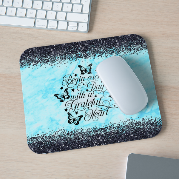 9021 Begin Each Day - Butterflies MOUSE PAD - white