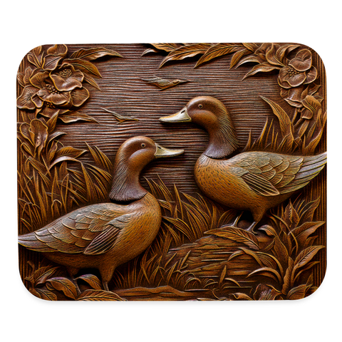 9025 Wood Carved Ducks MOUSE PAD - white