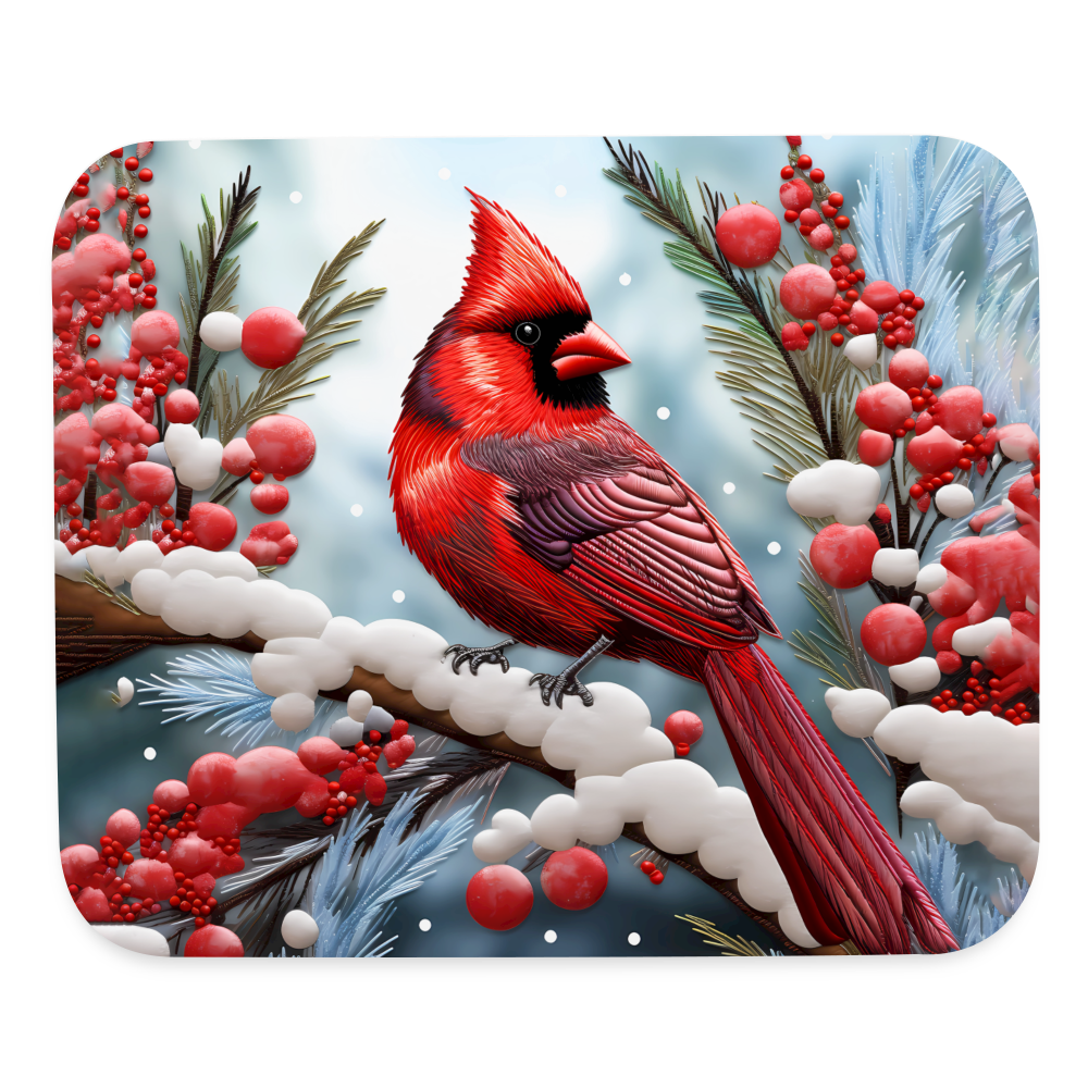 9028 Winter Cardinal MOUSE PAD - white