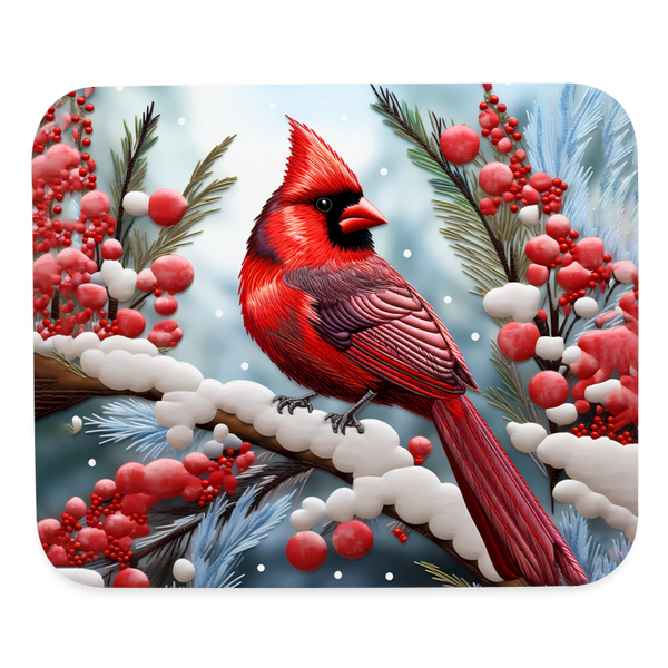 9028 Winter Cardinal MOUSE PAD - white