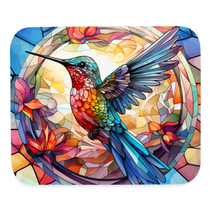 9029 Stained Glass Hummingbird MOUSE PAD - white