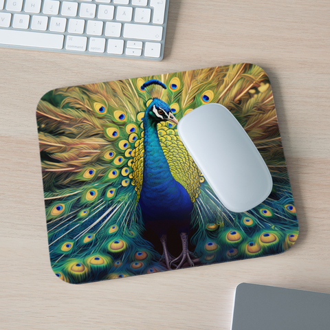 9022 Golden Peacock MOUSE PAD - white