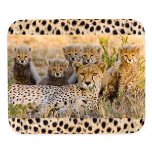 9036 Cheetah Family w Border MOUSE PAD - white