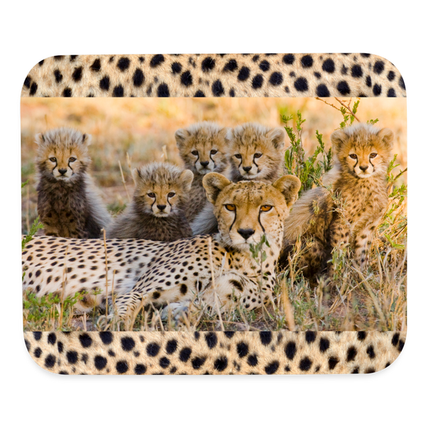 9036 Cheetah Family w Border MOUSE PAD - white