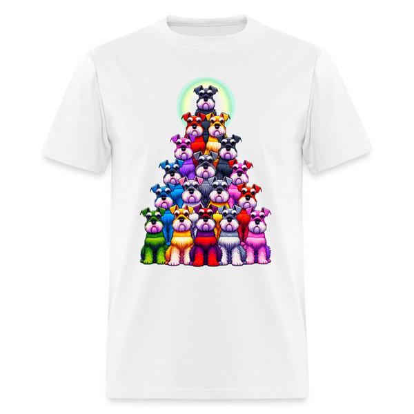 66018 Christmas Tree of Dogs - Schnauzer TSHIRT - white