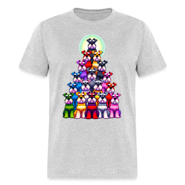 66018 Christmas Tree of Dogs - Schnauzer TSHIRT - heather gray