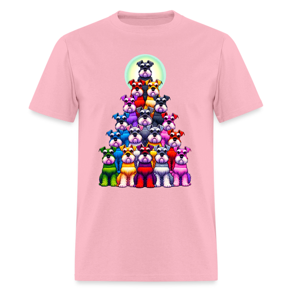 66018 Christmas Tree of Dogs - Schnauzer TSHIRT - pink