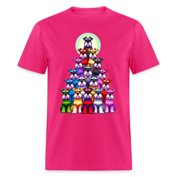 66018 Christmas Tree of Dogs - Schnauzer TSHIRT - fuchsia