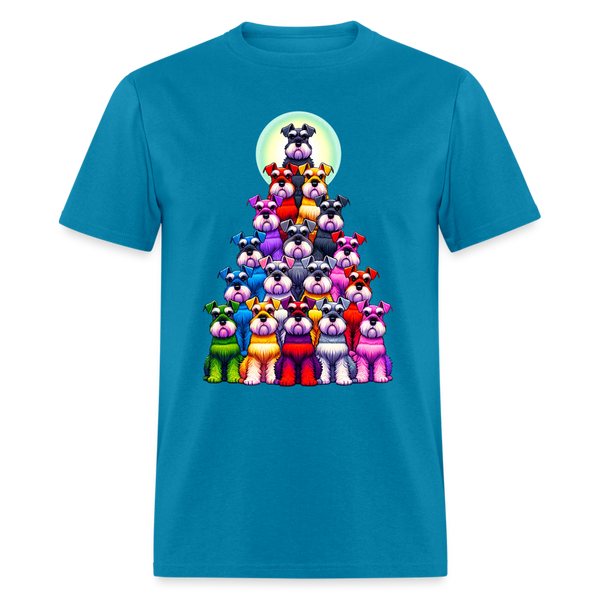 66018 Christmas Tree of Dogs - Schnauzer TSHIRT - turquoise