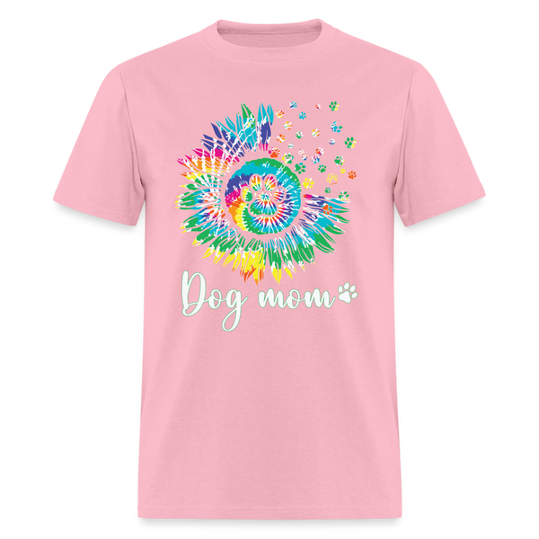 66019 Dog Mom Tie Dye Paw Sunflower TSHIRT - pink