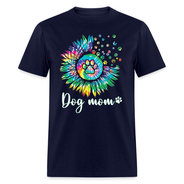 66019 Dog Mom Tie Dye Paw Sunflower TSHIRT - navy