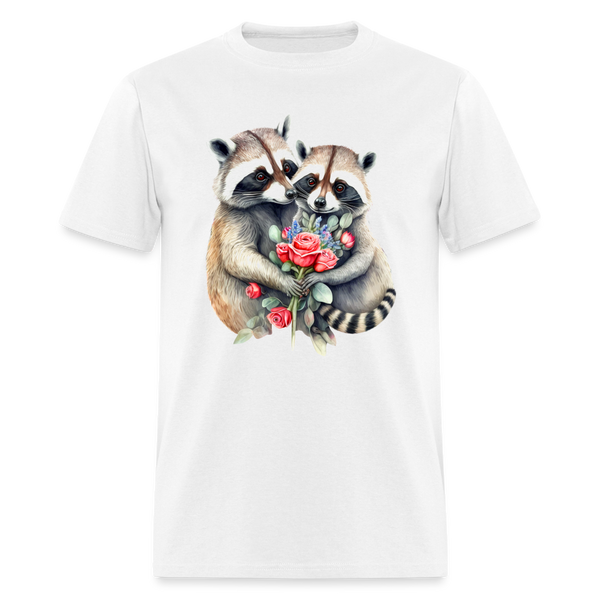 66024 1/4S Raccoons In Love TSHIRT - white