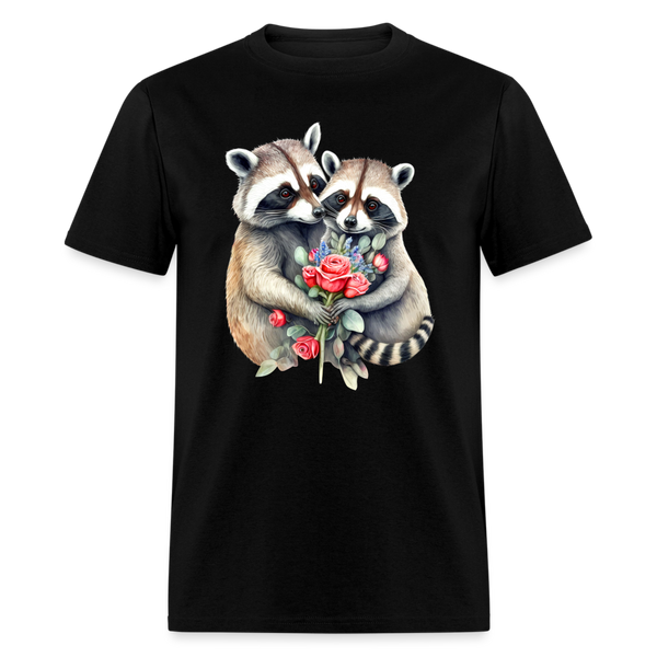 66024 1/4S Raccoons In Love TSHIRT - black