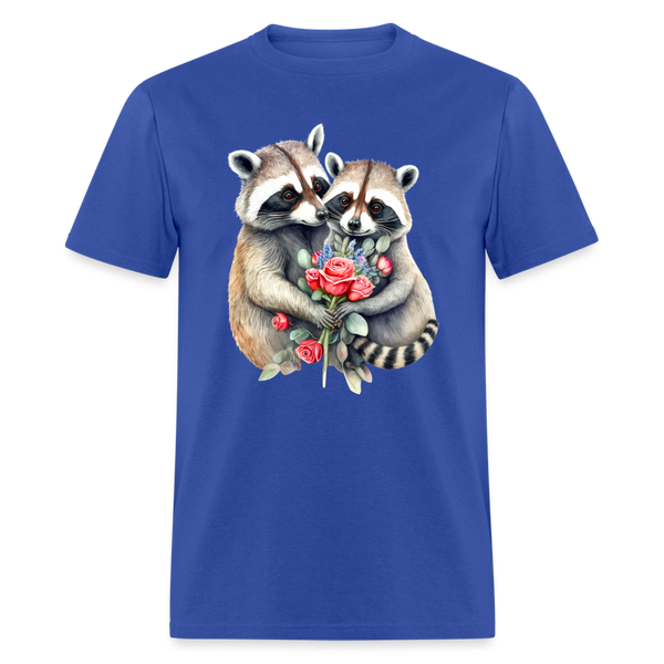 66024 1/4S Raccoons In Love TSHIRT - royal blue