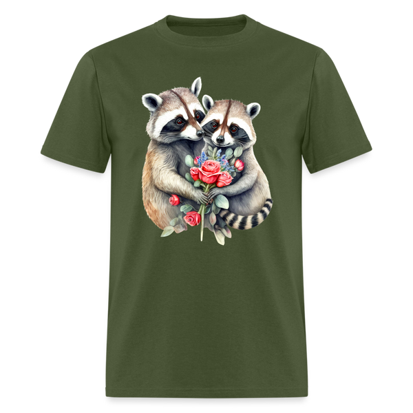 66024 1/4S Raccoons In Love TSHIRT - military green