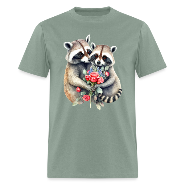 66024 1/4S Raccoons In Love TSHIRT - sage