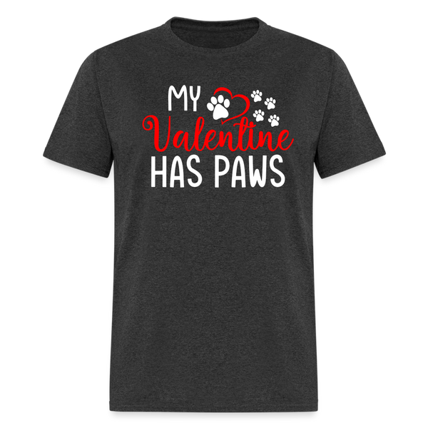 60063 My Valentine Has Paws TSHIRT - heather black