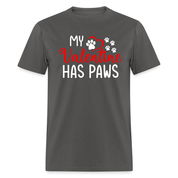 60063 My Valentine Has Paws TSHIRT - charcoal