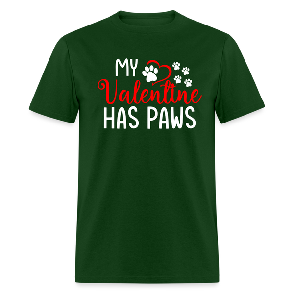 60063 My Valentine Has Paws TSHIRT - forest green