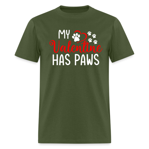 60063 My Valentine Has Paws TSHIRT - military green