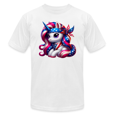 66037 Patriotic Unicorn Fun B&C TSHIRT - white