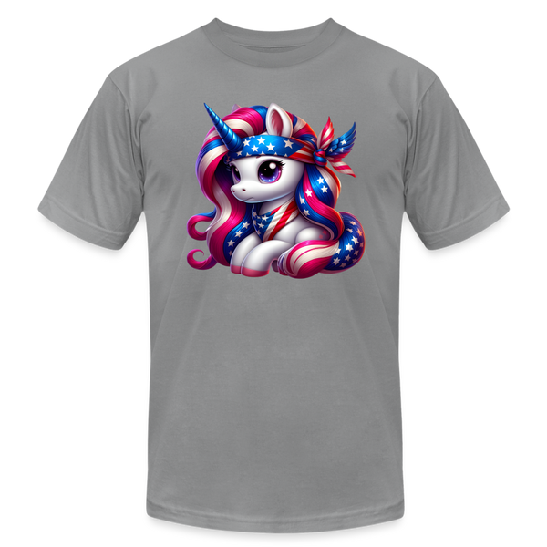 66037 Patriotic Unicorn Fun B&C TSHIRT - slate