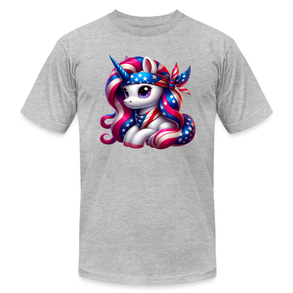 66037 Patriotic Unicorn Fun B&C TSHIRT - heather gray