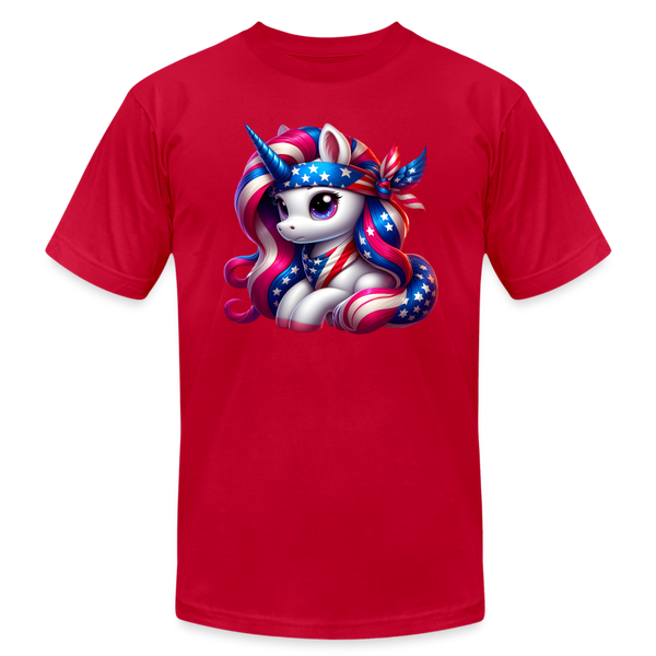 66037 Patriotic Unicorn Fun B&C TSHIRT - red