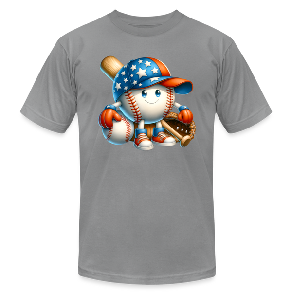 66038 Patriotic Baseballer Fun B&C TSHIRT - slate