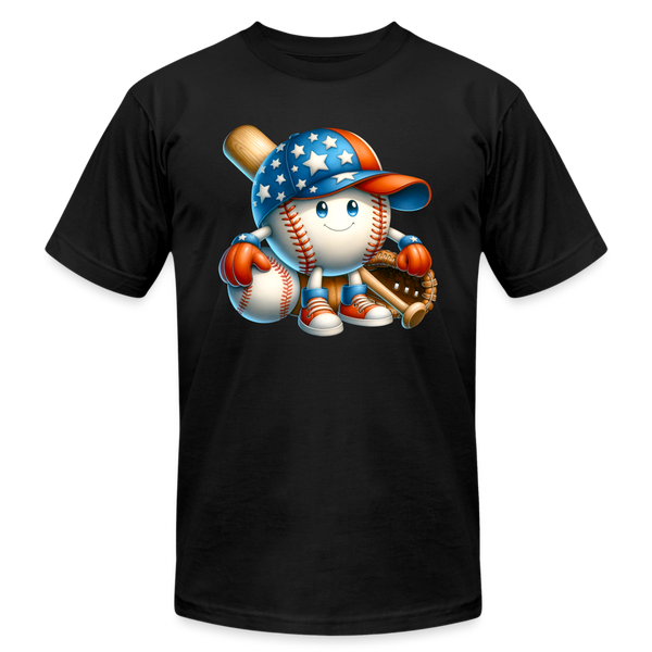 66038 Patriotic Baseballer Fun B&C TSHIRT - black