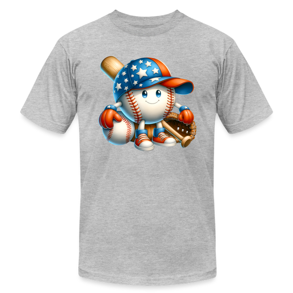 66038 Patriotic Baseballer Fun B&C TSHIRT - heather gray