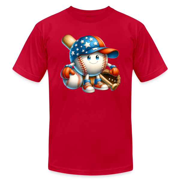 66038 Patriotic Baseballer Fun B&C TSHIRT - red